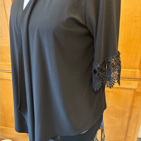 Elegant Black Women's Draped front Jacket - Picture 2 of 5